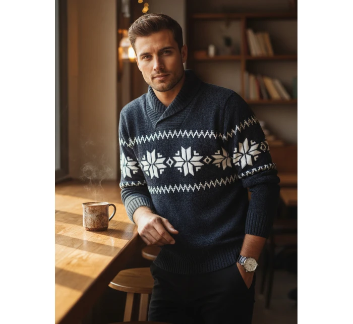 Pánský tmavě modrý svetr FashionStreet WX2272