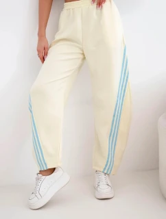 Dámské máslové kalhoty z viskózy s lampasem žluté