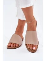 Dámské Kožené Hladké Pantofle Béžové model 21701724 - EVENTO