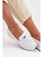 Dámské Mokasyny Z Přírodní Kůže Bílé Demela