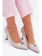 Lodičky Vinceza s ozdobným detailem Světle šedé Lodičky Vinceza s ozdobným detailem Světle šedé