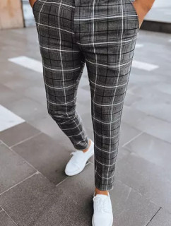 Pánské tmavě šedé kostkované chino kalhoty Dstreet UX3957