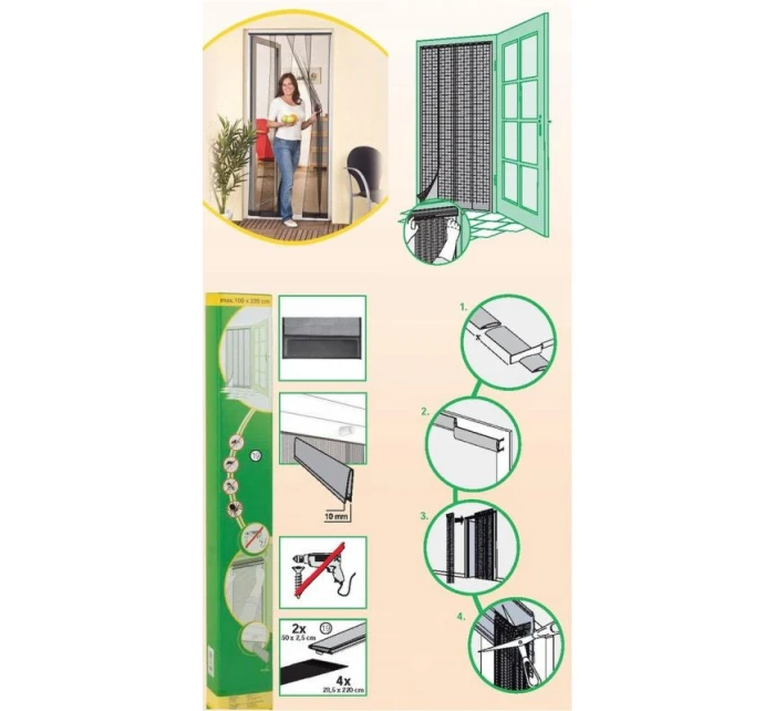 LAMELOVÁ MOSKYTIÉRA 100X220 POLYESTER+PÁSEK NA SUCHÝ ZIP