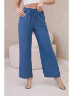 Viskózové kalhoty se širokými nohavicemi džínovina Viskózové kalhoty se širokými nohavicemi džínovina
