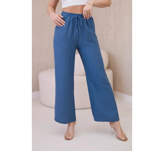 Viskózové kalhoty se širokými nohavicemi džínovina Viskózové kalhoty se širokými nohavicemi džínovina