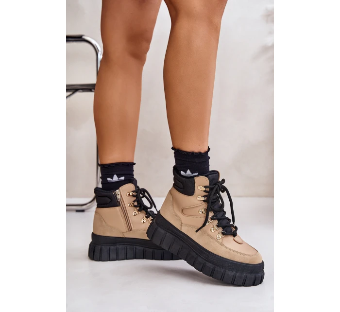 Dámské Zateplené Kotníkové Boty Na Platformě Hnědé model 21673106 - EVENTO