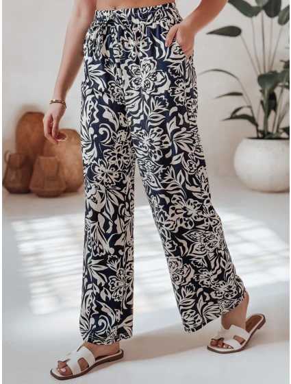 Dámské kalhoty ze široké látky TROPICAL SUN navy blue FashionStreet UY2632