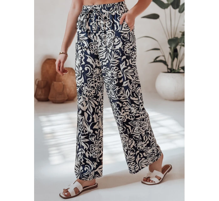 Dámské kalhoty ze široké látky TROPICAL SUN navy blue FashionStreet UY2632