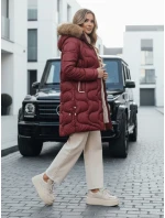 Dámská zimní bunda VIRELIA prošívaná bunda s kapucí bordó FashionStreet TY4935 Dámská zimní bunda VIRELIA prošívaná bunda s kapucí bordó FashionStreet TY4935