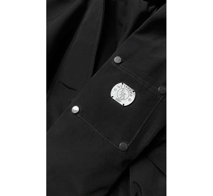 Černá dámská bunda parka s kožešinovou podšívkou (M-21506)