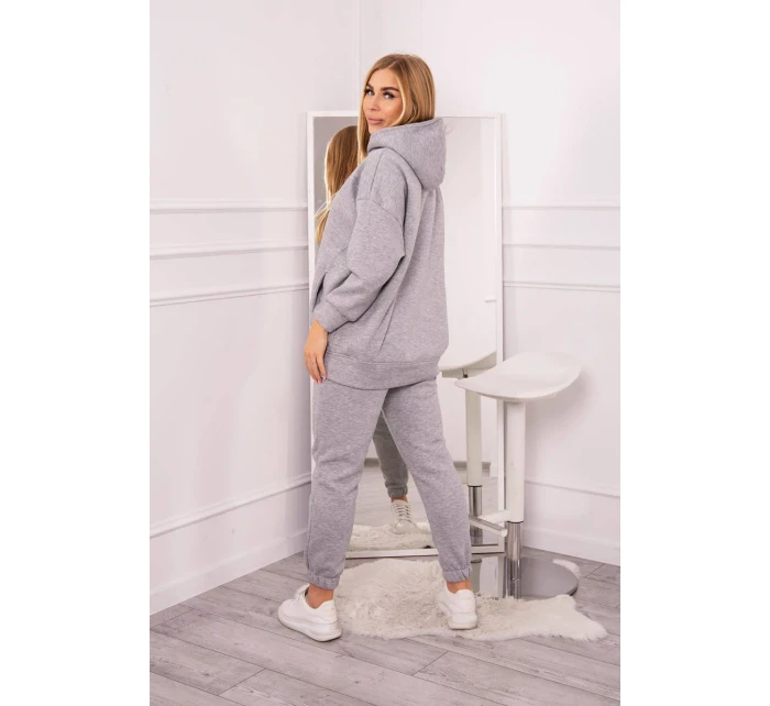 Zateplený set s mikinou s kapucí šedý Zateplený set s mikinou s kapucí šedý