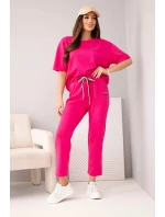 Dámský set viskózový máslo s krátkým rukávem a kalhotami s ohrnutým lemem fuchsie Dámský set viskózový máslo s krátkým rukávem a kalhotami s ohrnutým lemem fuchsie