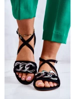 Dámské semišové sandály s řetízkem Laura Messi 2365 Černá