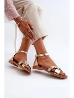 Zazoo 40378 Ploché Dámské Kožené Sandály Zlaté