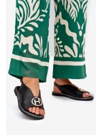 Ploché Elegantní Sandály S Dekorací Černé model 21685756 - Boto Ploché Elegantní Sandály S Dekorací Černé model 21685756 - Boto