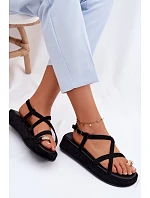 Sandály na platformě s zlatým detailem Černé Olmira