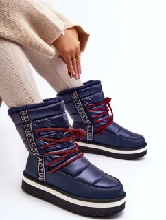 Dámské sněhule s tkaničkami, tmavě modrá Lilara