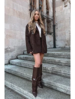 Dámské kotníkové boty Elivira se zahnutou manžetou na sloupku – čokoládové Dámské kotníkové boty Elivira se zahnutou manžetou na sloupku – čokoládové