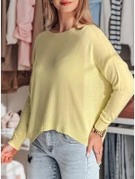 Dámský oversize hladký svetr SENZIA lemon FashionStreet MY2449