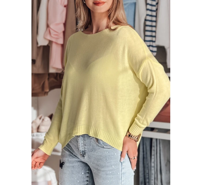 Dámský oversize hladký svetr SENZIA lemon FashionStreet MY2449