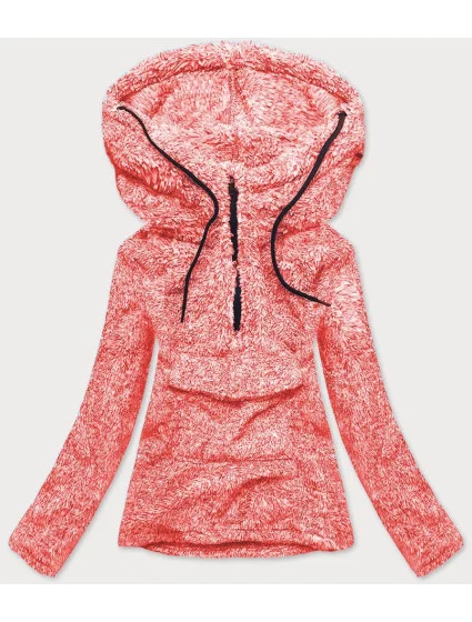 Červená melanžová plyšová dámská mikina model 17752093 - J.STYLE