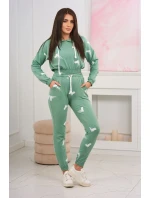 Sada s potiskem pistole tmavě mátová