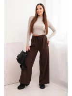 Dámské bavlněné cargo kalhoty s kapsami a řetízkem béžové Dámské bavlněné cargo kalhoty s kapsami a řetízkem béžové