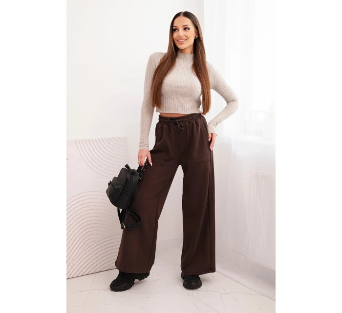 Dámské bavlněné cargo kalhoty s kapsami a řetízkem béžové Dámské bavlněné cargo kalhoty s kapsami a řetízkem béžové