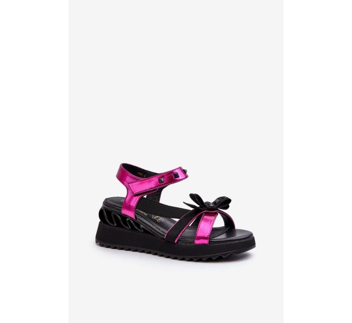 Dámské sandály s mašlí D&A CR956 fuchsie