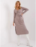 Sukienka LK SK model 19394546 ciemny bezowy - FPrice Sukienka LK SK model 19394546 ciemny bezowy - FPrice