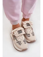 Dámské sportovní tenisky na platformě – béžové s panteřím vzorem Pumbes