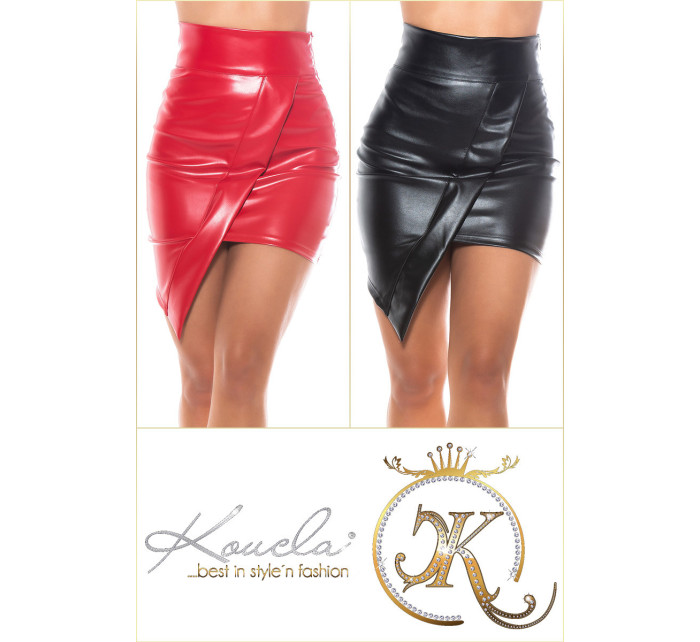 Sexy KouCla asymmetrical Leather-Look Skirt