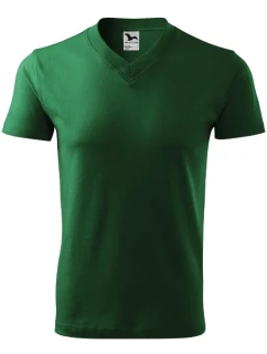 V-neck tričko unisex lahvově zelená