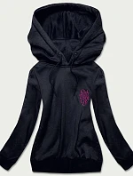 Krátká tmavě modrá dámská mikina (26013)