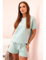 Dámský punto set s krátkými rukávy a šortkami tmavá máta Dámský punto set s krátkými rukávy a šortkami tmavá máta