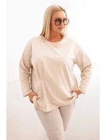 Dámská blůza Plus Size s bavlnou, kapsou a ohrnutým rukávem kiwi Dámská blůza Plus Size s bavlnou, kapsou a ohrnutým rukávem kiwi