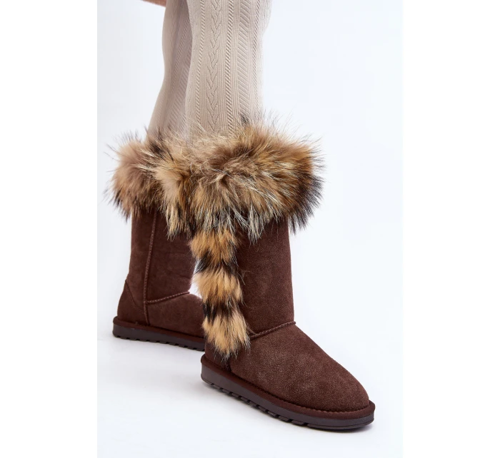 Dámské Sněhule se zateplením kožešinou Semišová Kůže Camel model 21540424 - Boto Dámské Sněhule se zateplením kožešinou Semišová Kůže Camel model 21540424 - Boto