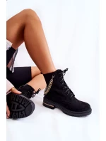 Semišové teplé kozačky s řetízkem Černá Sorita Semišové teplé kozačky s řetízkem Černá Sorita