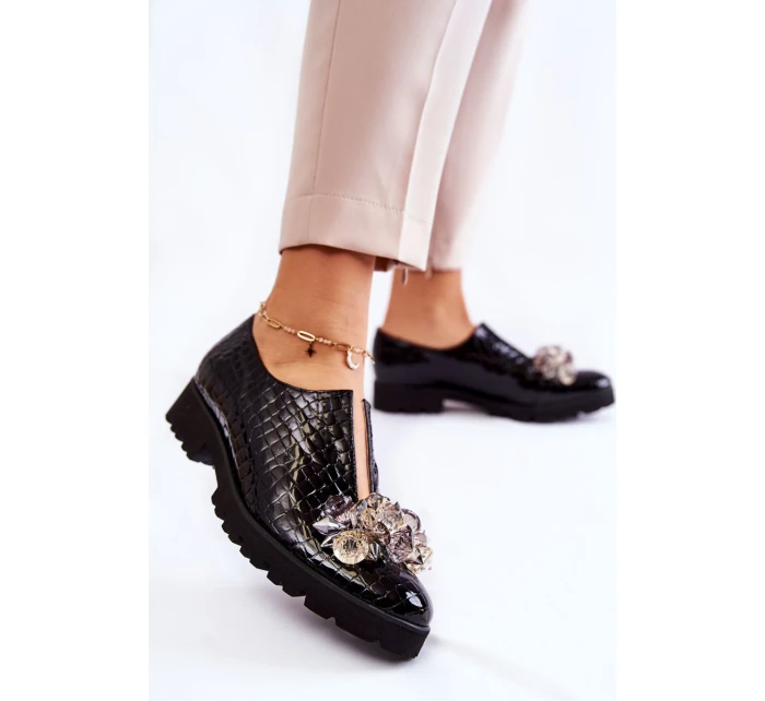 Elegantní lakované boty s  černá Cindy model 21601627 - Boto