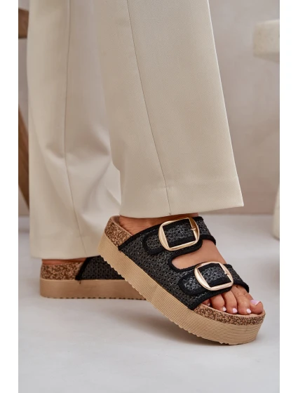 Sandály S Pletením A Sponami Na Masivní Platformě Černé Aralissea Sandály S Pletením A Sponami Na Masivní Platformě Černé Aralissea