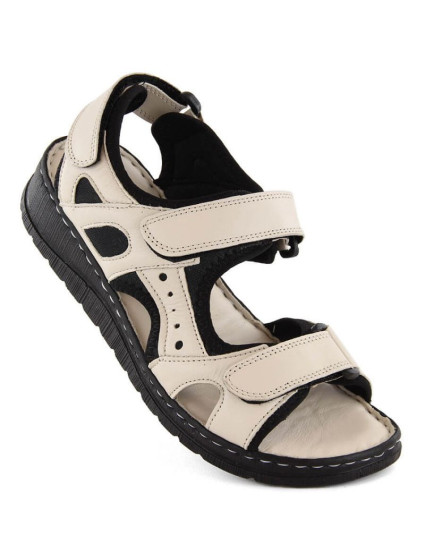 W béžové kožené pohodlné sandály model 20108483 - Artiker