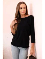 Dámská halenka s lodičkovým výstřihem černý Dámská halenka s lodičkovým výstřihem černý