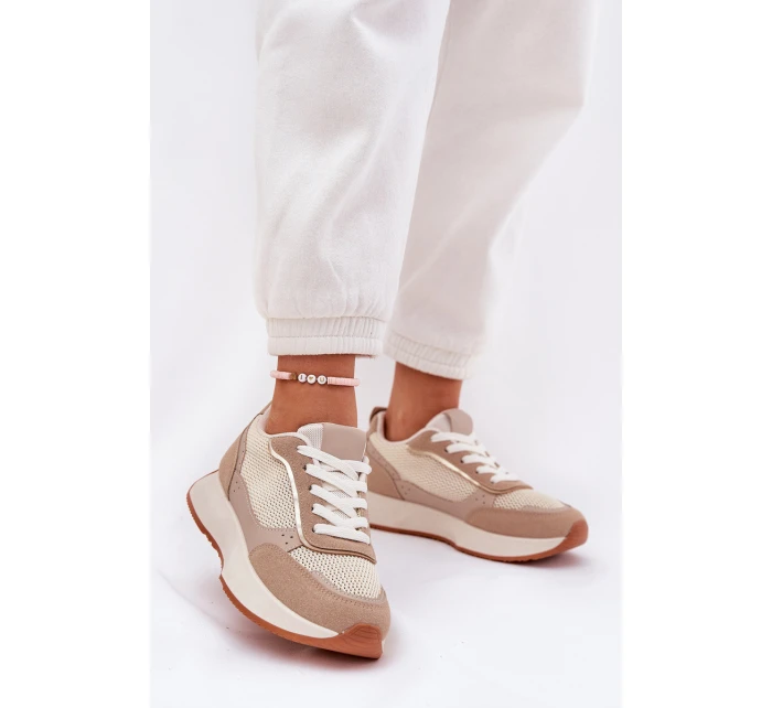 Dámské Sportovní Boty S Síťovinou Na Platformě Khaki Poova Dámské Sportovní Boty S Síťovinou Na Platformě Khaki Poova