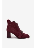 Dámské semišové botky na podpatku Artiker – bordó