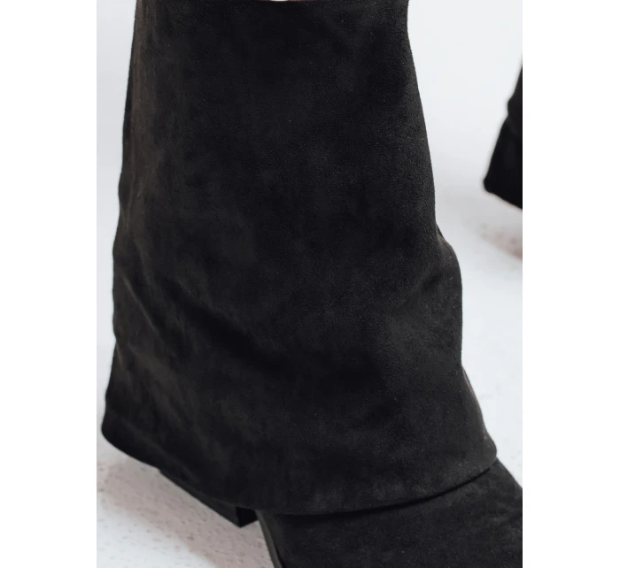 Dámské semišové kozačky s širokým svrškem černé FashionStreet ZY1026