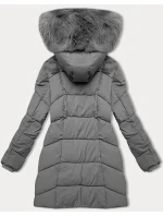 Tmavě šedá dámská zimní plus size bunda s do stehen model 21248379 - S'WEST Tmavě šedá dámská zimní plus size bunda s do stehen model 21248379 - S'WEST