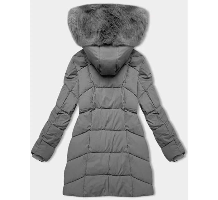 Tmavě šedá dámská zimní plus size bunda s do stehen model 21248379 - S'WEST Tmavě šedá dámská zimní plus size bunda s do stehen model 21248379 - S'WEST