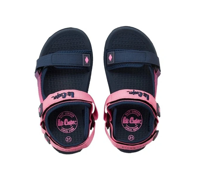 Lee Cooper dětské boty dívčí sandály na suchý zip na léto na pláž tmavě modré růžové