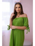 Šaty svázané na rukávech oliva Šaty svázané na rukávech oliva