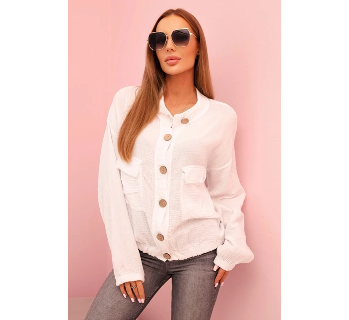 Dámská mušelínová košile s dlouhým rukávem bílá